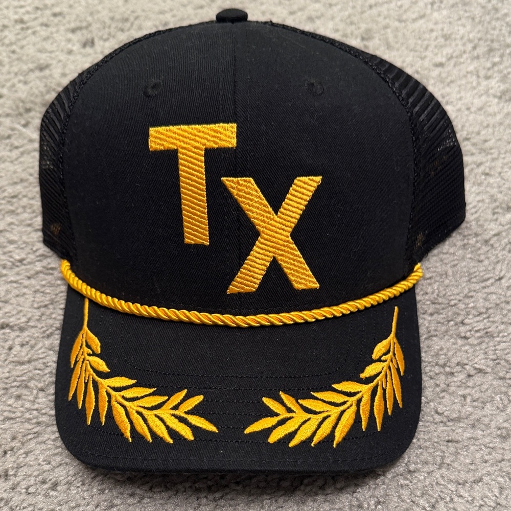Black & Gold TX Embroidered Trucker Hat